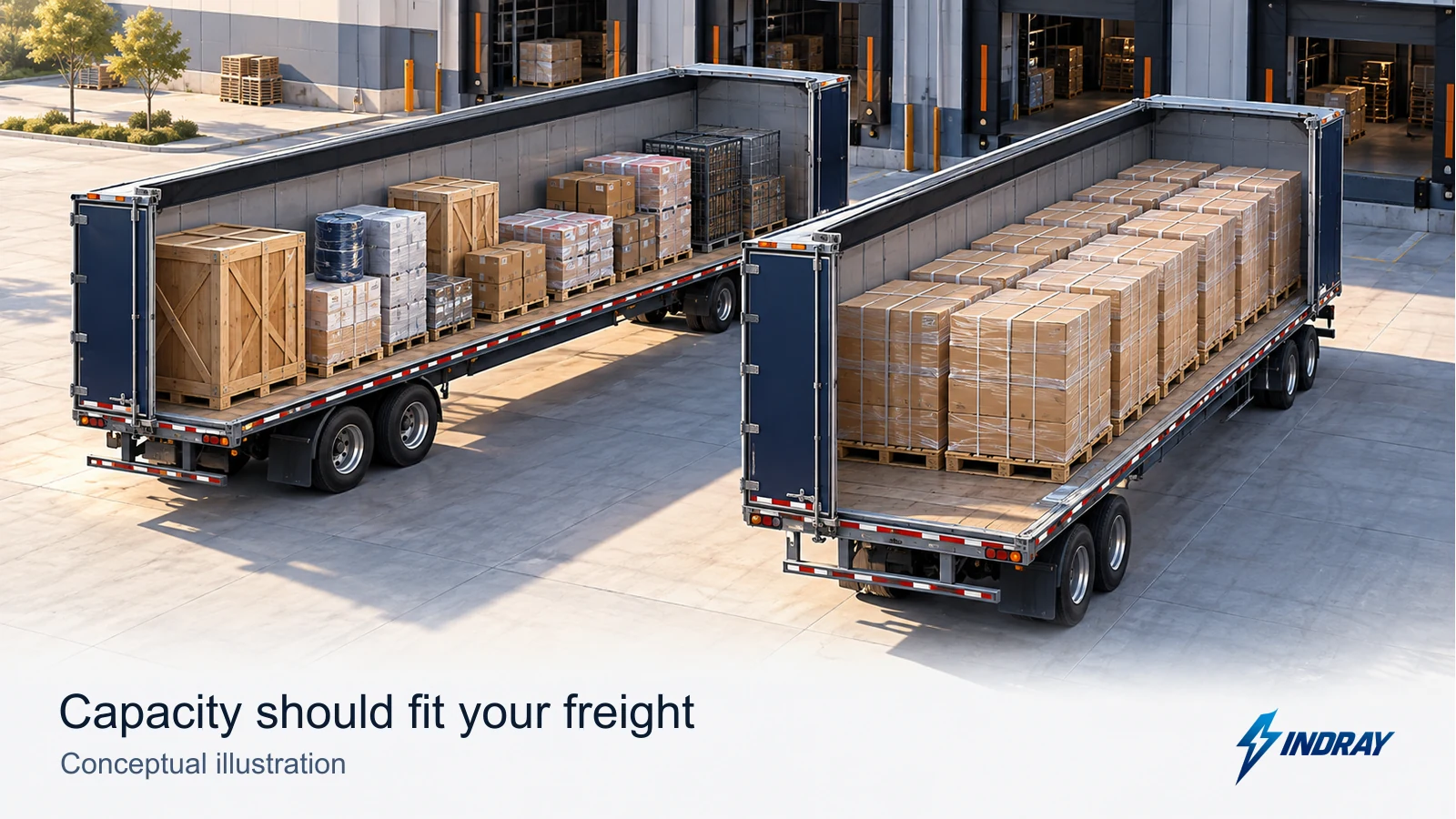 A branching diagram compares LTL shared capacity with FTL dedicated capacity using shipment size, handling and delivery needs.