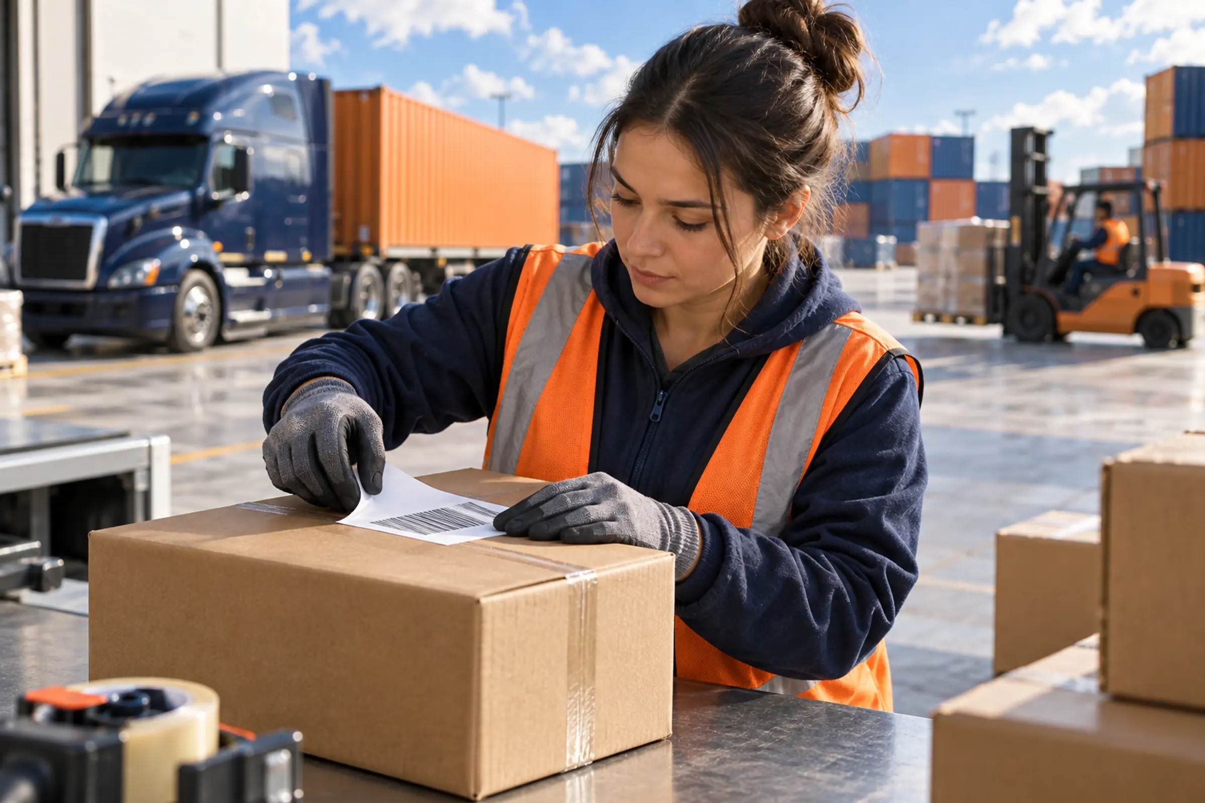 Applying a barcode label to a carton