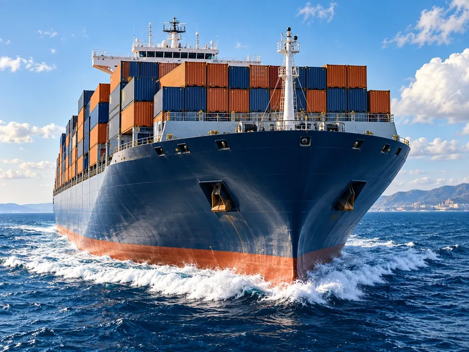 Container ship at sea