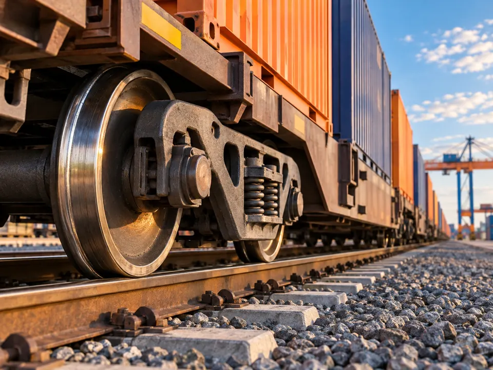 Rail car wheels on the track